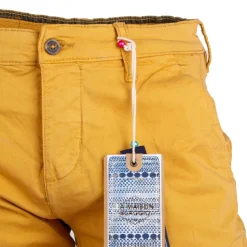 BLAGGIO Bermuda chino venili coton stretch popeline revers gansé bouton Homme JAUNE Clearance