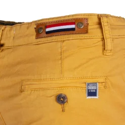 BLAGGIO Bermuda chino venili coton stretch popeline revers gansé bouton Homme JAUNE Clearance