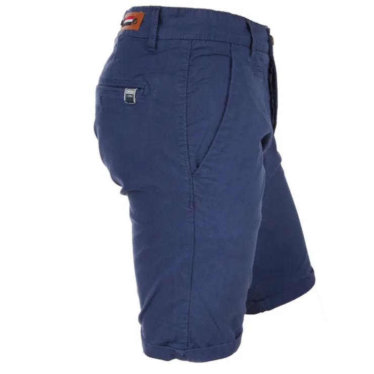 BLAGGIO Bermuda chino venili coton stretch popeline revers gansé bouton Homme BLEU Sale