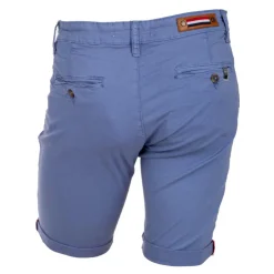 BLAGGIO Bermuda chino venili coton stretch popeline revers gansé bouton Homme BLEU CIEL