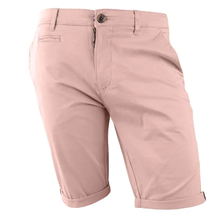 BLAGGIO Bermuda chino venili coton stretch fermeture éclair Homme SAUMON Clearance