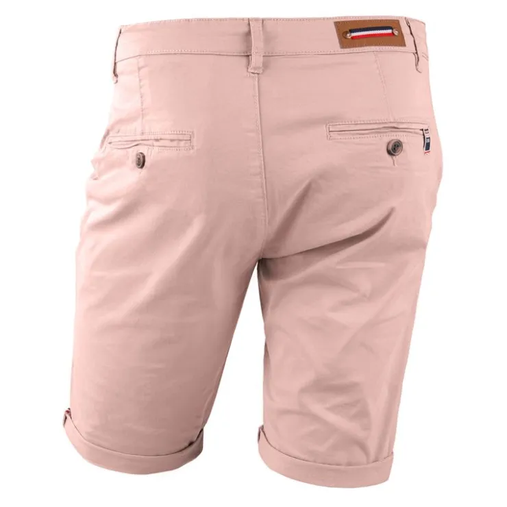 BLAGGIO Bermuda chino venili coton stretch fermeture éclair Homme SAUMON Clearance