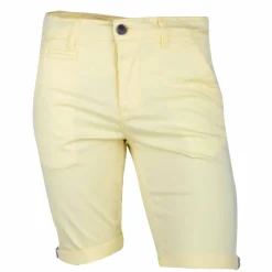 BLAGGIO Bermuda chino venili coton stretch popeline revers gansé bouton Homme JAUNE CLAIR Discount