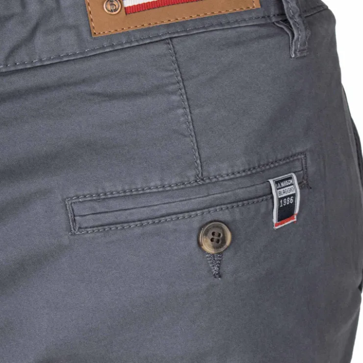 BLAGGIO Bermuda chino venili coton stretch fermeture éclair Homme BLEU PETROLE