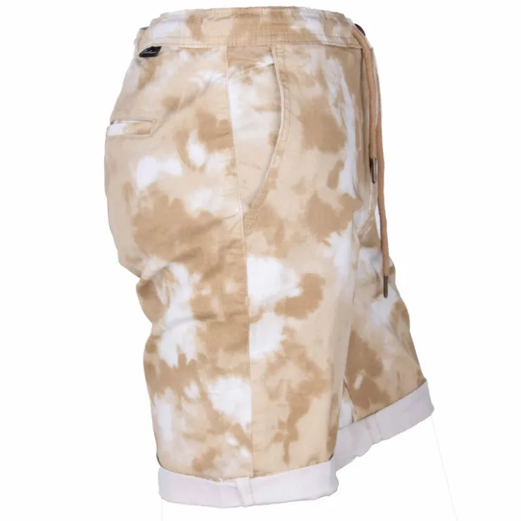 DEELUXE 74 Bermuda tie & dye avec cordon de serrage avec revers Homme BEIGE New