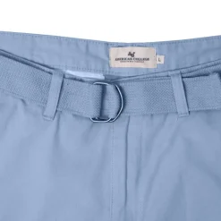 AMERICAN COLLEGE Bermuda uni coton avec ceinture en tissu Homme BLEU New