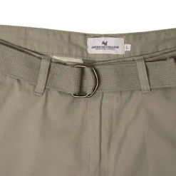 AMERICAN COLLEGE Bermuda uni coton avec ceinture en tissu Homme KAKI Best