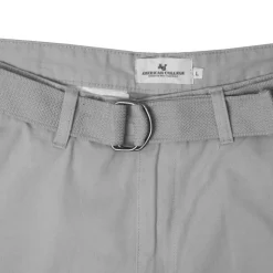 AMERICAN COLLEGE Bermuda uni coton avec ceinture en tissu Homme GRIS Clearance