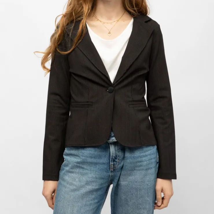 PLEASE Blazer col à revers avec un bouton Femme NOIR Outlet