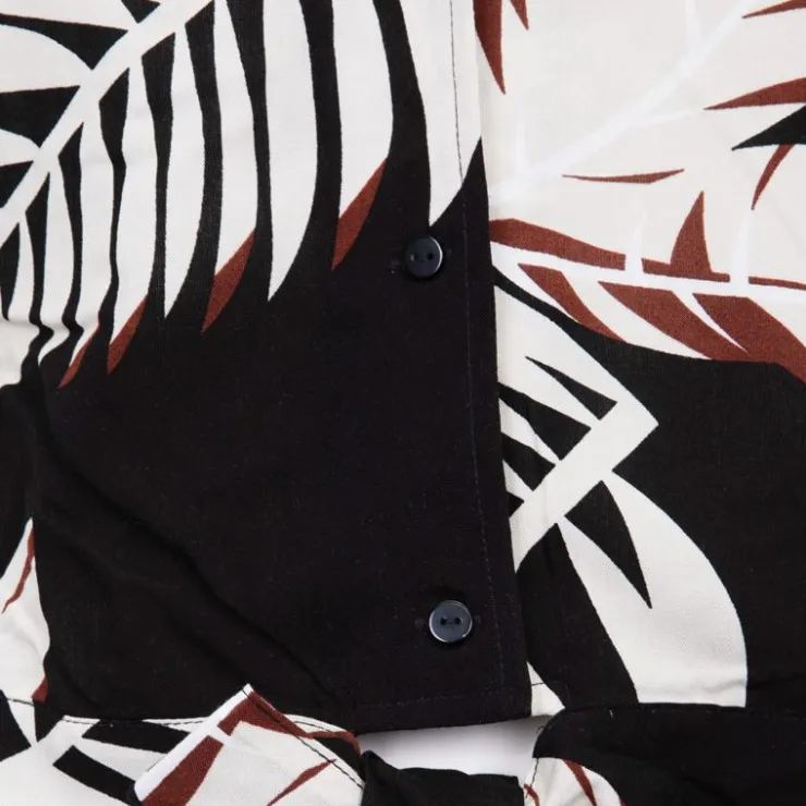 VERO MODA Blouse à boutons easy black col v imprimé plantes Femme NOIR Sale