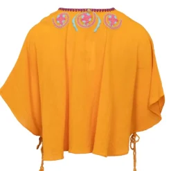 ANTIK BATIK Blouse caftan magoo à nouer avec broderie Femme ORANGE Clearance