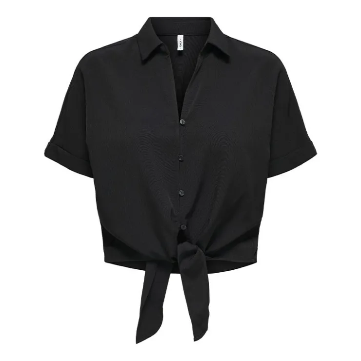 ONLY Blouse chemisette légère unie à nouer Femme NOIR Outlet