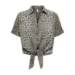 ONLY Blouse col chemise imprimé léopardà nouer Femme MARRON Best