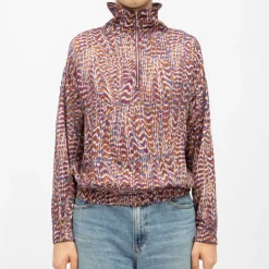 LA PETITE ETOILE Blouse col montant imprimé zebra Femme VIOLET New