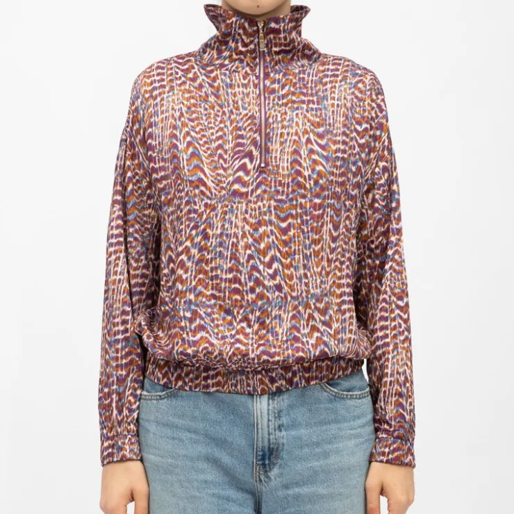 LA PETITE ETOILE Blouse col montant imprimé zebra Femme VIOLET New