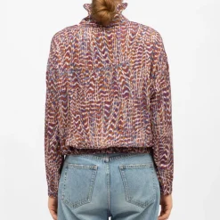 LA PETITE ETOILE Blouse col montant imprimé zebra Femme VIOLET New