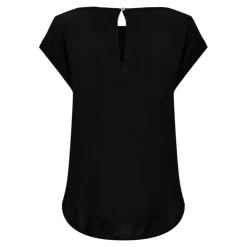 ONLY Blouse col rond asymétrique avec bouton Femme NOIR