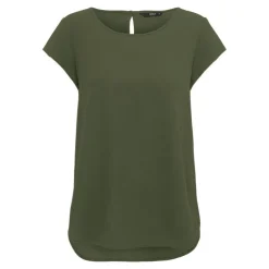 ONLY Blouse col rond asymétrique avec bouton Femme KAKI Sale