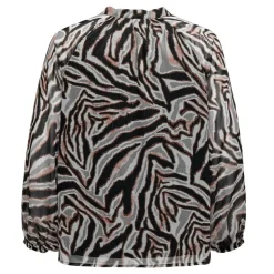 ONLY CARMAKOMA Blouse col v mi transparente imprimée fantaisie Femme MARRON Sale