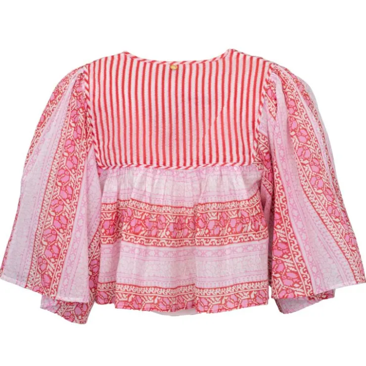 ANTIK BATIK Blouse crop amelie manches 3/4 à motif graphique Femme ROSE Sale