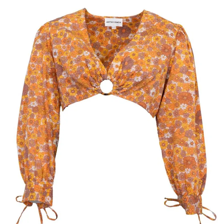 ANTIK BATIK Blouse crop marty à fleurs Femme ORANGE