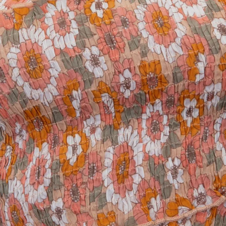 ANTIK BATIK Blouse crop épaules dénudées blossom fleurs Femme ORANGE Best