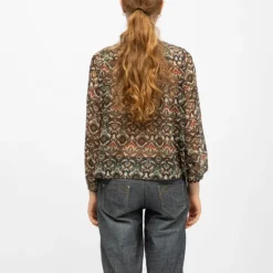 DEELUXE 74 Blouse cyrielle col v imprimé graphique khaki Femme KAKI Clearance