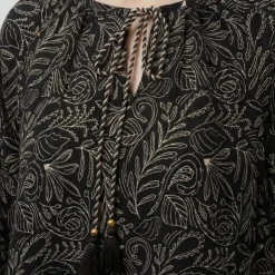 LES TROPEZIENNES PAR M.BELARBI Blouse dune à nouer imprimé fleurs Femme NOIR Best