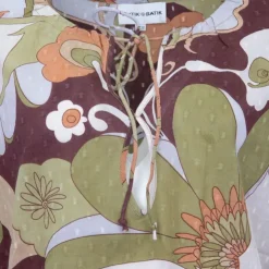 ANTIK BATIK Blouse en coton à fleurs bahia manches longues à nouer Femme KAKI Best