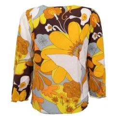 ANTIK BATIK Blouse en coton à fleurs bahia manches longues à nouer Femme JAUNE Hot