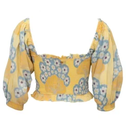 ANTIK BATIK Blouse lettie manches ballons motif fleurs Femme JAUNE Hot