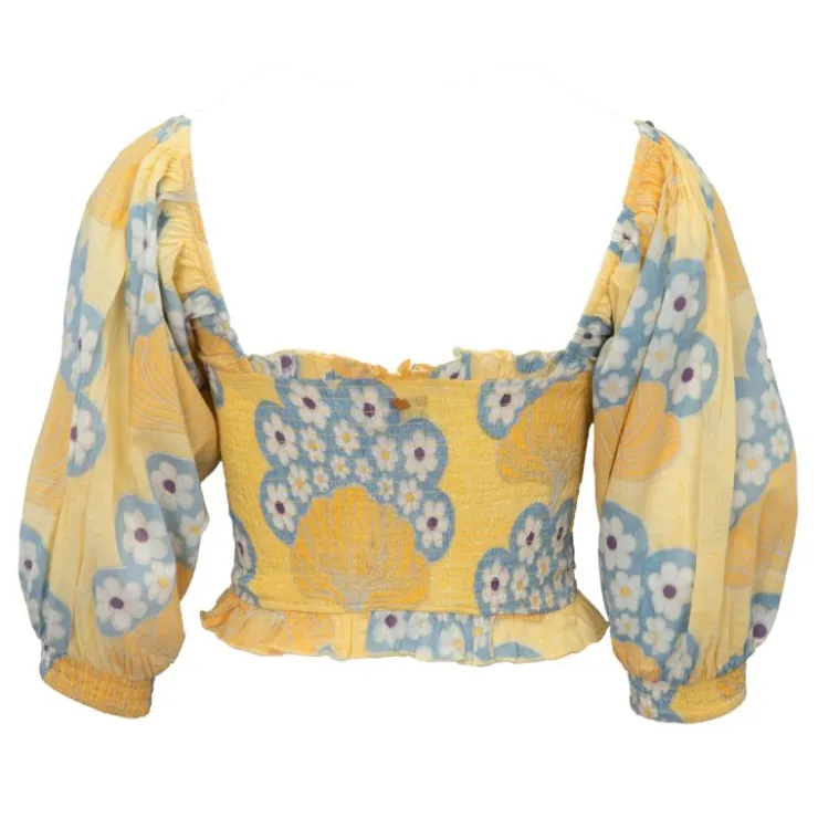 ANTIK BATIK Blouse lettie manches ballons motif fleurs Femme JAUNE Hot