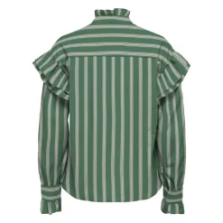 ONLY Blouse malou imprimé à rayures épaules à volants Femme VERT New