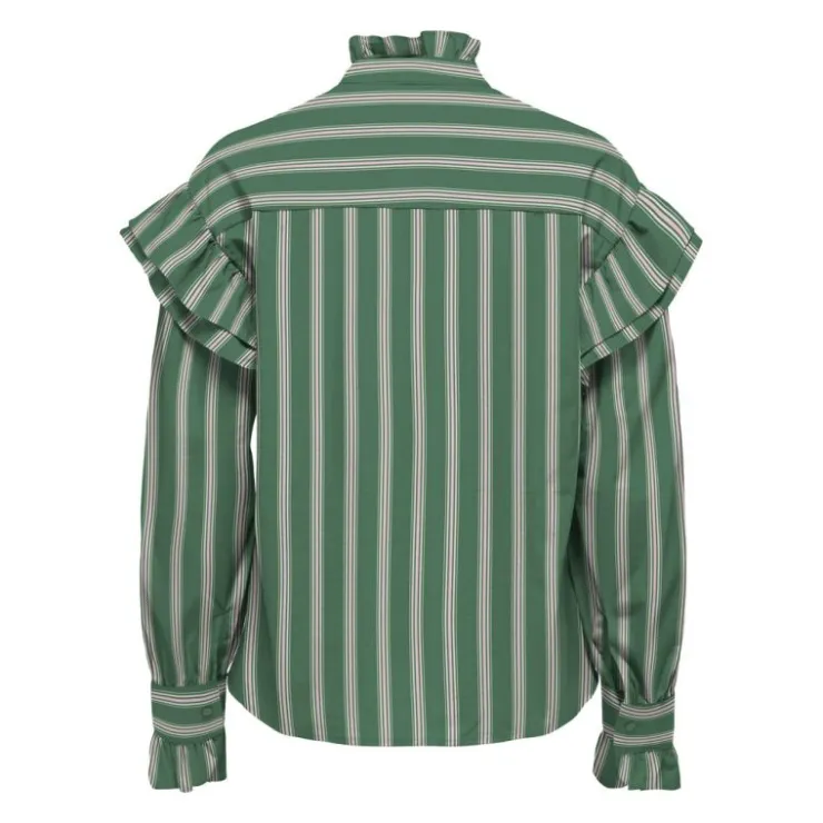 ONLY Blouse malou imprimé à rayures épaules à volants Femme VERT New