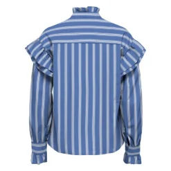 ONLY Blouse malou imprimé à rayures épaules à volants Femme BLEU Discount