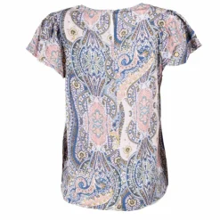 DEELUXE 74 Blouse manches à volants motif cachemire col v Femme BLEU Best