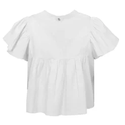 ANTIK BATIK Blouse manches courtes à volants hita col fermé avec bouton Femme BLANC Best