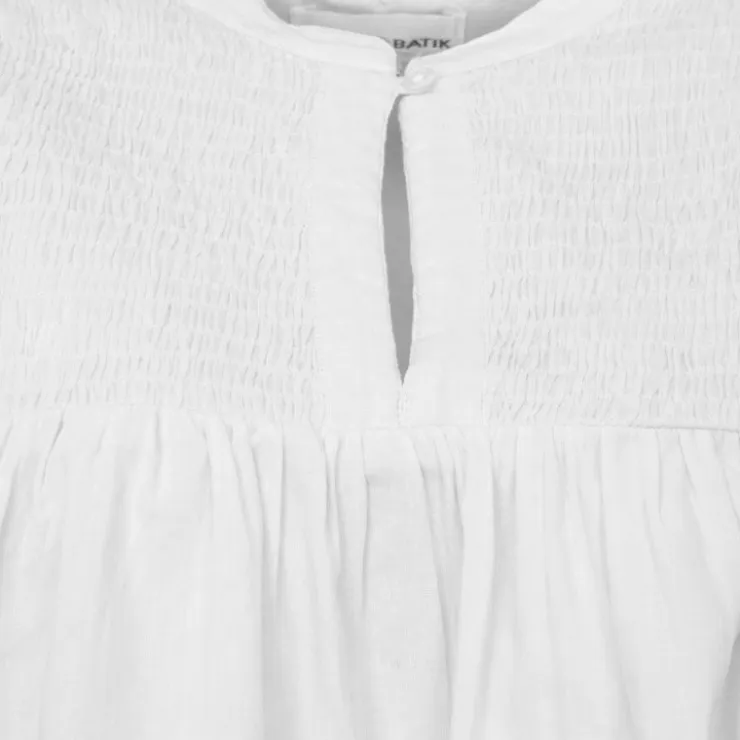 ANTIK BATIK Blouse manches courtes à volants hita col fermé avec bouton Femme BLANC Best