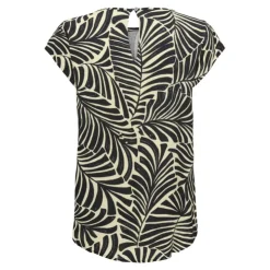ONLY Blouse nova col rond imprimé feuilles fermeture à bouton Femme NOIR Online
