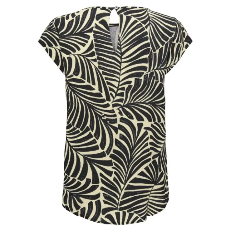 ONLY Blouse nova col rond imprimé feuilles fermeture à bouton Femme NOIR Online