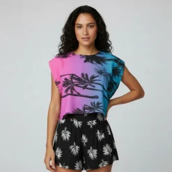 HOLLY AND JOEY Blouse ovy imprimé tropical Femme MULTICOLORE New