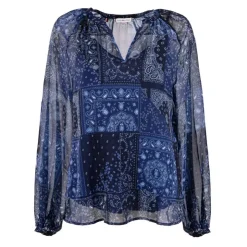 TOMMY HILFIGER Blouse transparente fond débardeur imprimé bleu Femme BLEU FONCE Clearance
