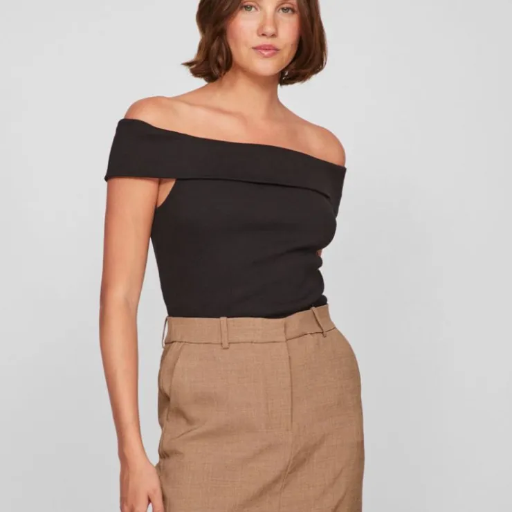VILA Blouses kani black épaules dénudées Femme NOIR Hot