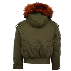 THE NEW DESIGNERS Blouson à capuche fourrure noir Femme KAKI Sale