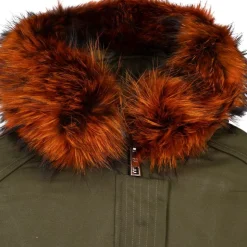 THE NEW DESIGNERS Blouson à capuche fourrure noir Femme KAKI Sale