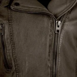 OAKWOOD Blouson style perfecto en cuir Femme VERT FONCE