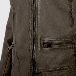 OAKWOOD Blouson style perfecto en cuir Femme VERT FONCE