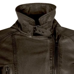 OAKWOOD Blouson style perfecto en cuir Femme VERT FONCE