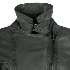 OAKWOOD Blouson style perfecto en cuir Femme VERT Sale