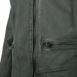 OAKWOOD Blouson style perfecto en cuir Femme VERT Sale